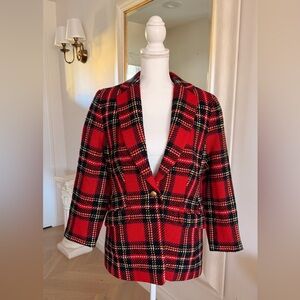 Talbots Red and Black Tartan Plaid Blazer